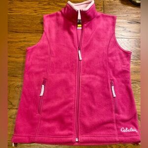 Women’s NWOT Cabela’s Hot‎ Pink Fleece Vest With Light Pink Detail